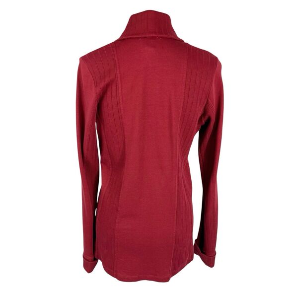 Lucky Brand Softest Knitwear Maroon Wrap Cardigan Jacket Lucky Lotus Line Medium - Picture 4 of 10